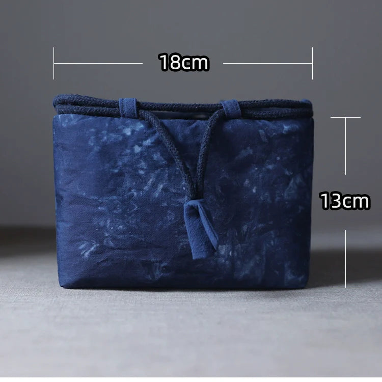 Gohobi Large Dyed Fabric Teaware Storage Travel Bag Shifuku