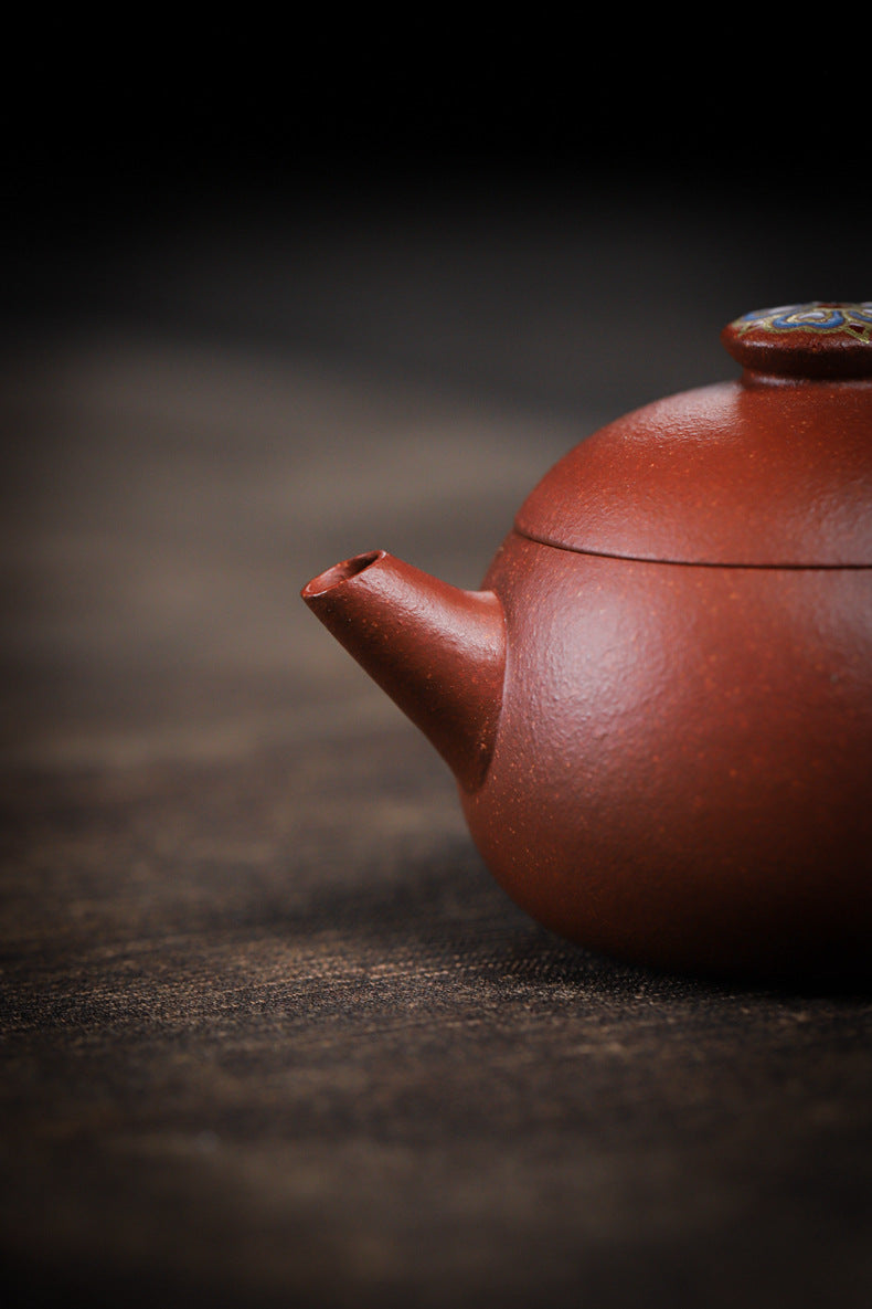 Gohobi Handmade Yixing Zisha Sandy Purple Clay Teapot – 90ml Handmade Original Ore Jiangpo Clay Bowl-Shaped Teapot, Thin Body with Built-in Filter, Gongfu Small Teaware