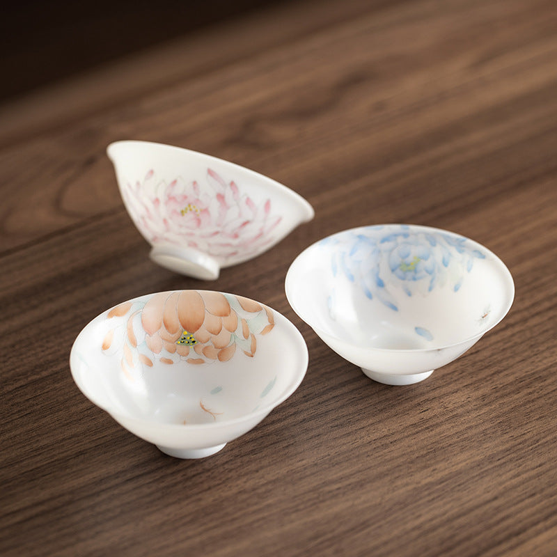 Gohobi Hand-painted Jade White Lotus Porcelain Tea Cup