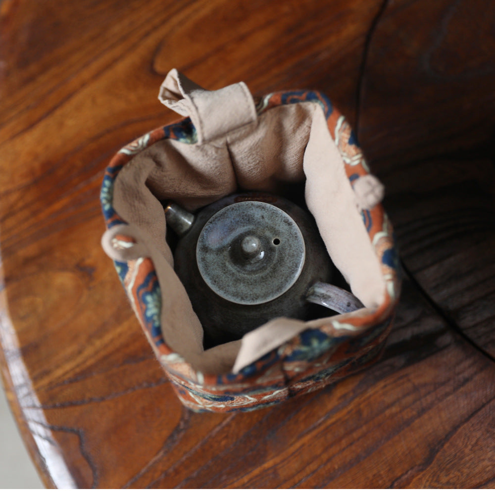 Gohobi Floral Old Pattern Teaware Storage Travel Bag Shifuku