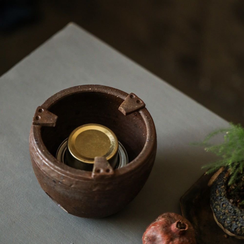 Gohobi Ceramic Alcohol Lamp Tea Stove – Handmade Old Rock Clay Tea Warmer