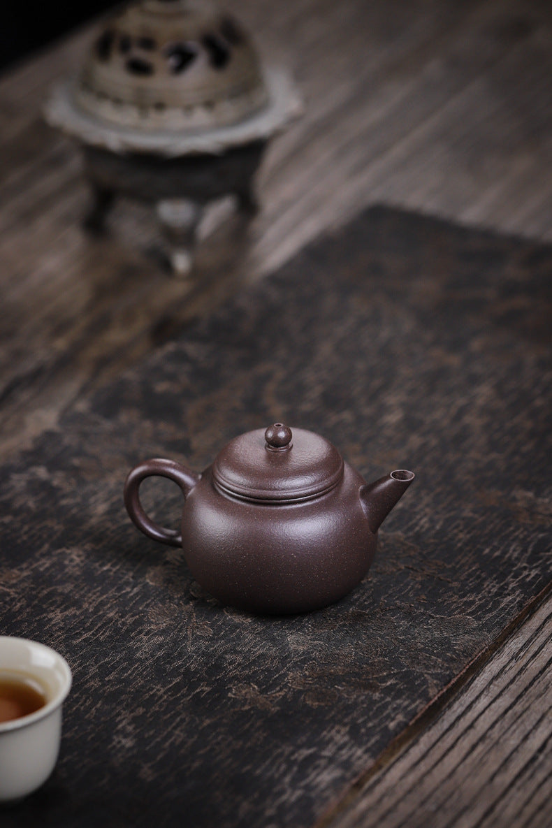 Gohobi Handmade Yixing Celadon Zisha Clay Teapot – 110ml Handmade Tianqing Paozun Shui Ping Teapot, Thin Body with Built-in Filter, Original Ore Purple Clay Teaware