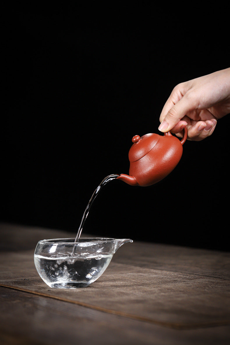 Gohobi Handmade Yixing Red Zisha Clay Teapot – 120ml Original Ore Zhuni Pear-Shaped Teapot, Handmade Gongfu Tea Teaware for Home Brewing