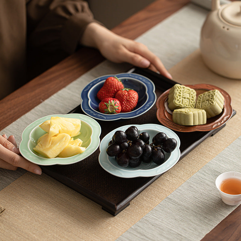Gohobi Traditional Japanese Glazed Fruit Nuts Small Plate - Begonia Lotus 008