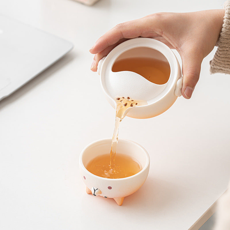 Gohobi Shiba Inu Teapot and Tea Cup Set Travel Tea Set