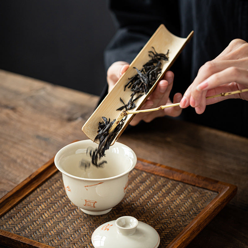 Gohobi Retro Bamboo Chaze Tea Tool Set – Handmade Chinese Tea Lotus Scoop, Teaspoon & Tea Needle Three-Piece Set