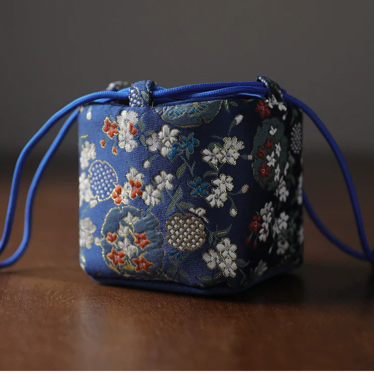 Gohobi Colourful Brocade Teaware Storage Travel Bag Shifuku