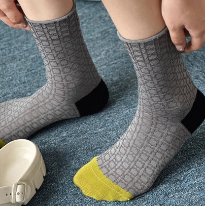 Gohobi Geometric Embossed Cotton Socks