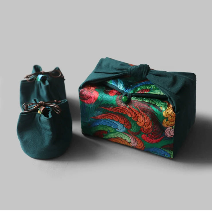 Gohobi Large Colourful Silk Teaware Storage Travel Bag Shifuku