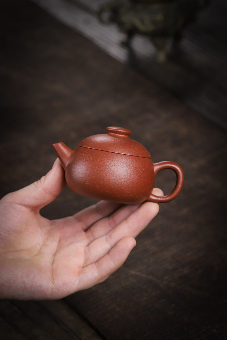 Gohobi Handmade Yixing Zisha Sandy Purple Clay Teapot – 90ml Handmade Original Ore Jiangpo Clay Bowl-Shaped Teapot, Thin Body with Built-in Filter, Gongfu Small Teaware
