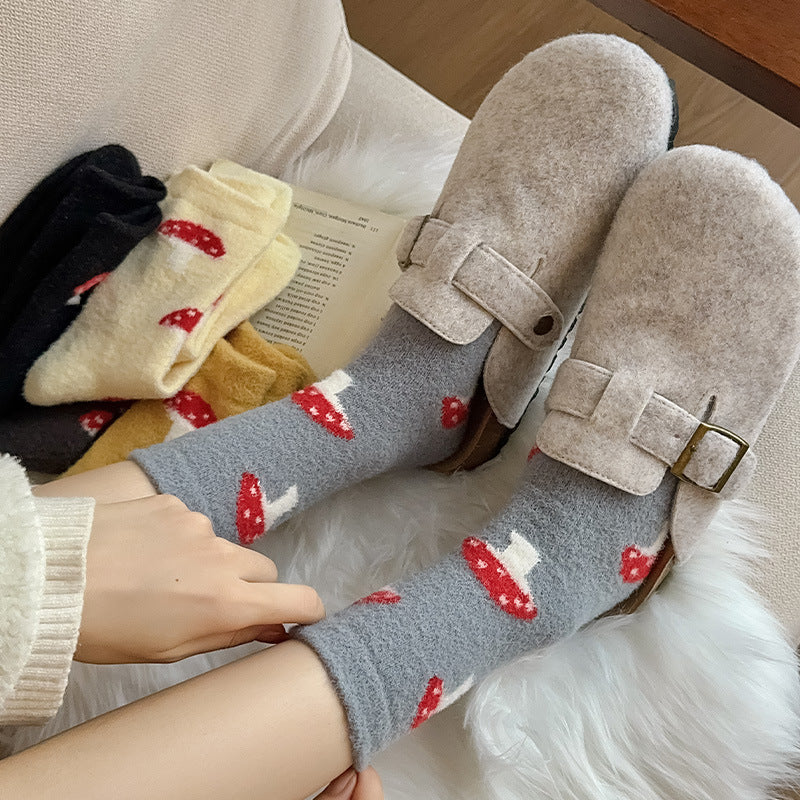 Gohobi Cozy Fleece-Lined Mushroom Socks