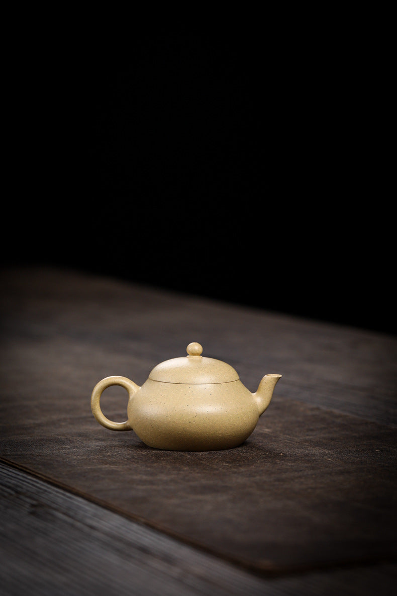 Gohobi Handmade Yixing Green Zisha Clay Junde Teapot – 110ml “Ben Lü” Clay Gongfu Teapot with Inner Push Hole, Thin-Walled Design for Chaozhou Brewing