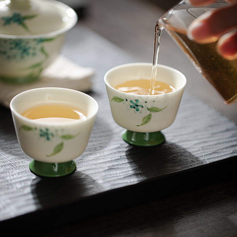 Gohobi Hand-Painted Hydrangea Ceramic Tea Cup
