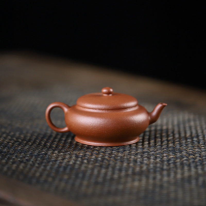 Gohobi Handmade Yixing Original Ore Jiangpo Sandy Purple Clay "Flat Lantern" Teapot – 150ml Thin-Walled Home Brewing Teapot with Built-in Filter
