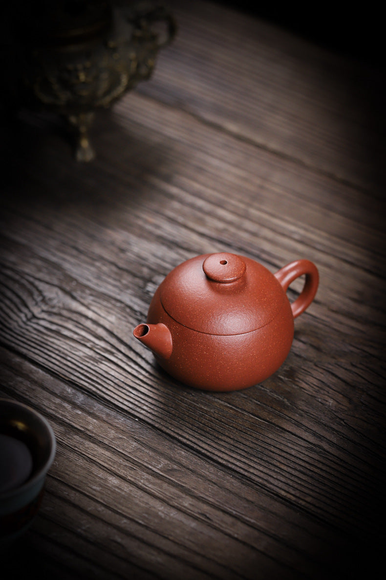 Gohobi Handmade Yixing Zisha Sandy Purple Clay Teapot – 90ml Handmade Original Ore Jiangpo Clay Bowl-Shaped Teapot, Thin Body with Built-in Filter, Gongfu Small Teaware