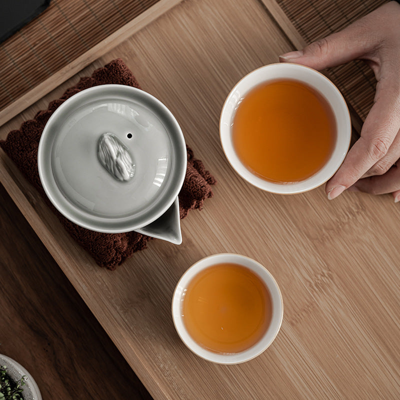 Gohobi Japanese Style Ice Grey Gaiwan Travel Tea Set 004