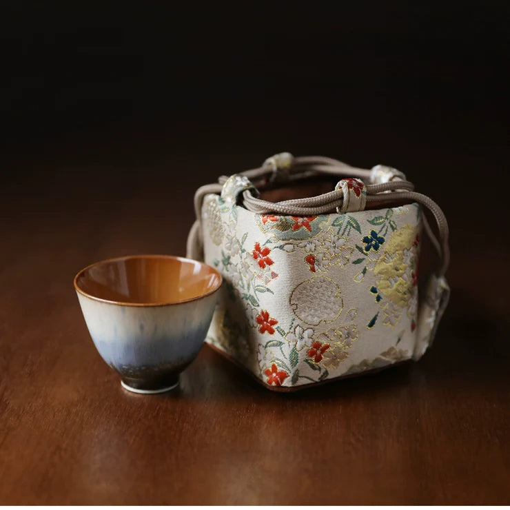 Gohobi Colourful Brocade Teaware Storage Travel Bag Shifuku