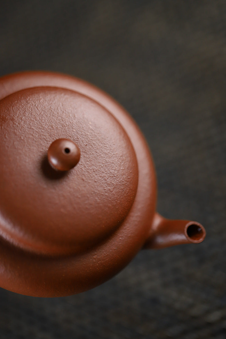 Gohobi Handmade Yixing Original Ore Jiangpo Sandy Purple Clay "Flat Lantern" Teapot – 150ml Thin-Walled Home Brewing Teapot with Built-in Filter