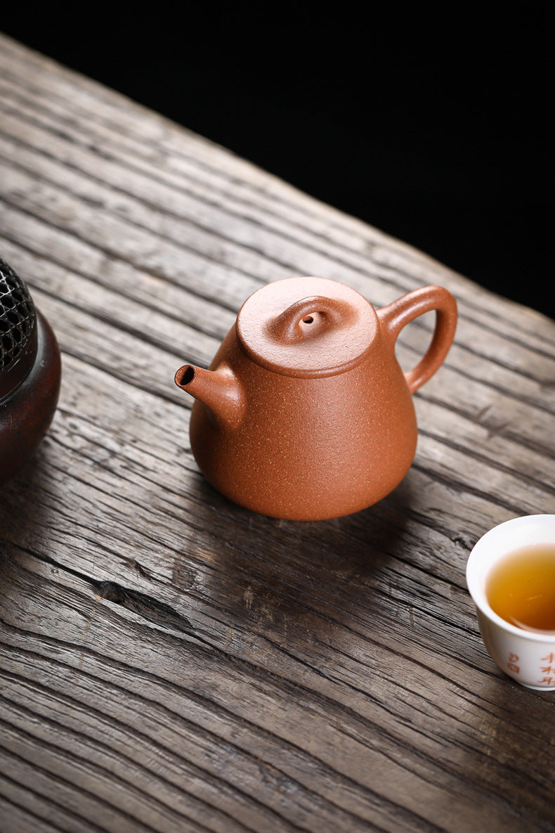 Gohobi Handmade Yixing Zisha Sandy Purple Clay Teapot 150ml – Original Ore Golden Jiangpo Clay Gaoshi Piao Teapot, Lightweight Body for Gongfu Tea Brewing