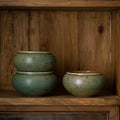 Gohobi Jingdezhen Handmade Ceramic Tea Waste Bowl – Retro Green Coarse Pottery Gongfu Tea Wash