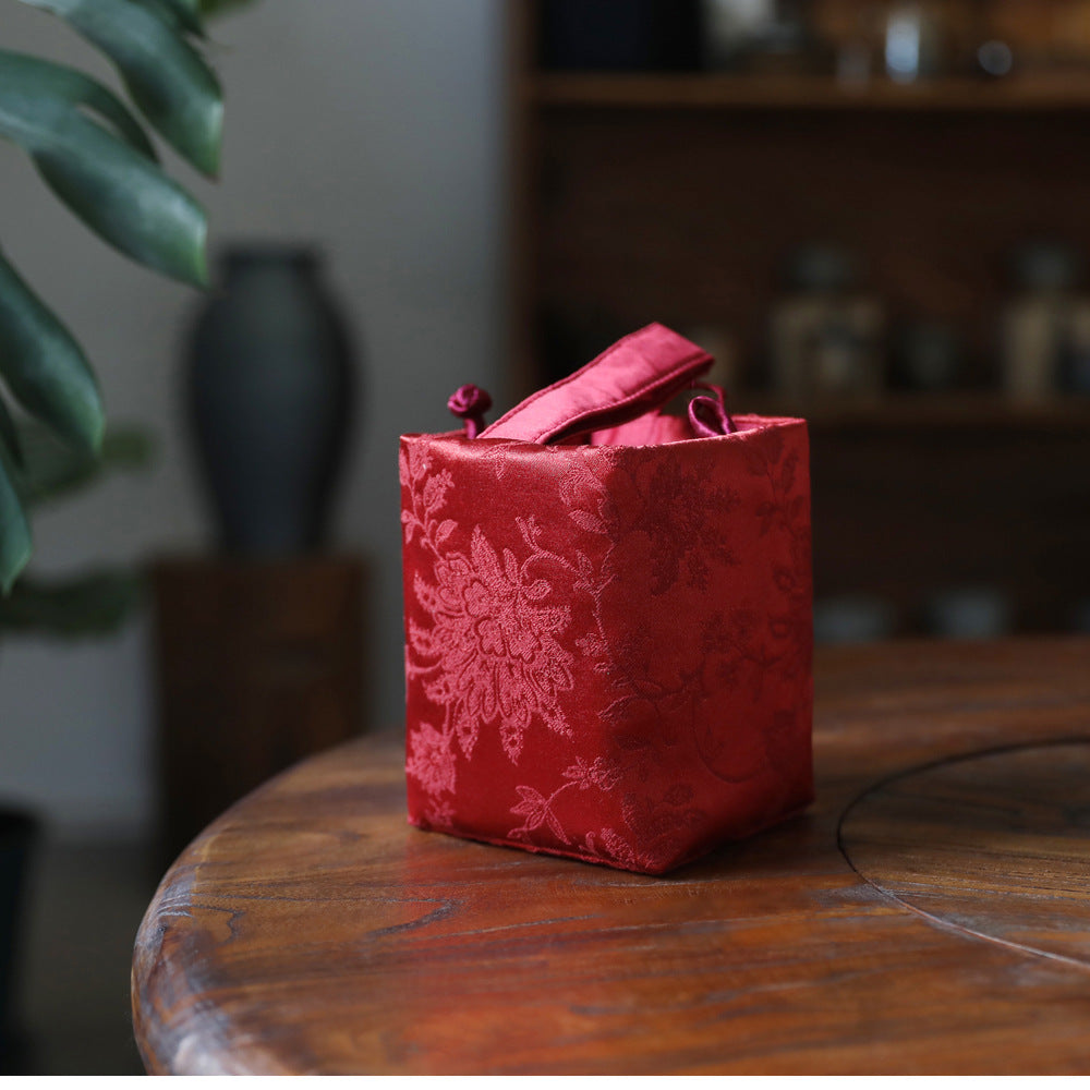 Gohobi Weaving Brocade Silk Fabric Teaware Storage Travel Bag Shifuku