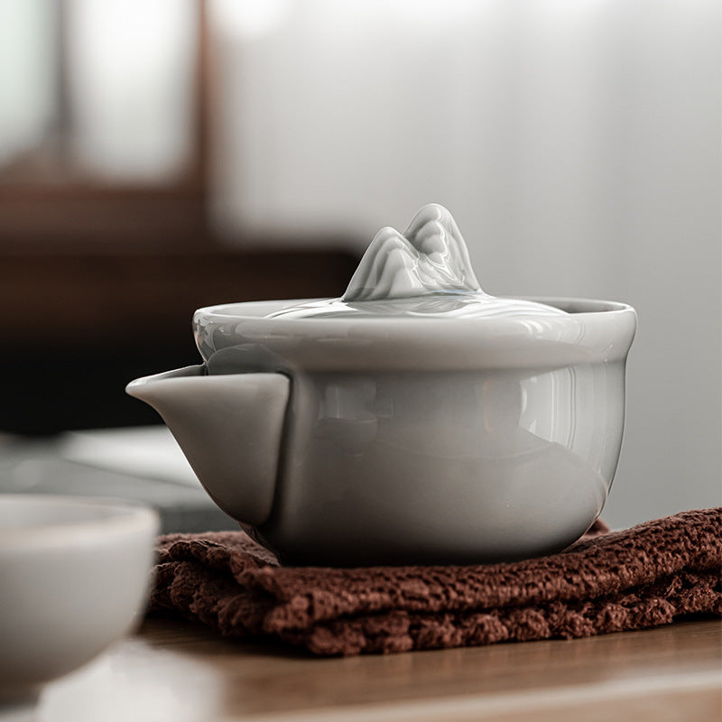 Gohobi Japanese Style Ice Grey Gaiwan Travel Tea Set 004
