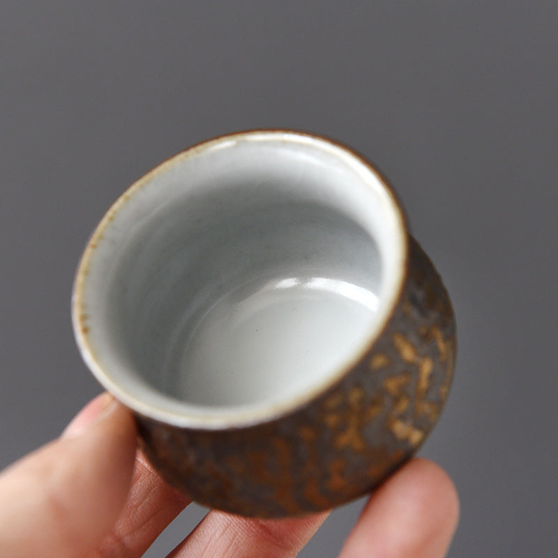 Gohobi Ceramic Gilded Hammer Pattern Black Tea Cup – 70ml Handmade Gongfu Tasting Cup