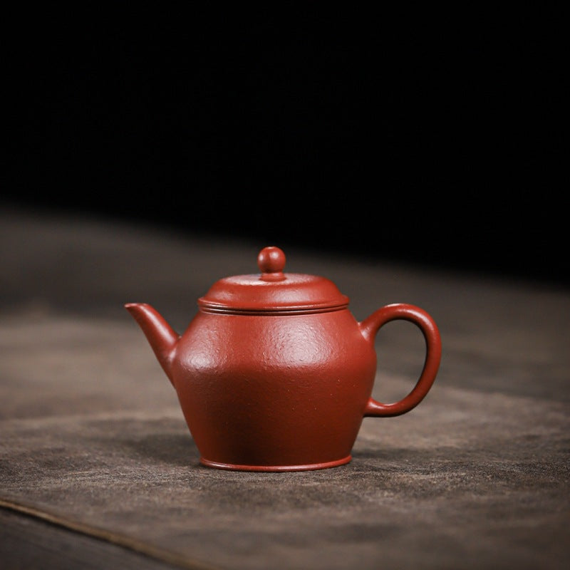 Gohobi Handemade Yixing Red Zisha Clay Teapot – 100ml Original Ore Zhuni, Traditional Weng-Style, Thin Body, Built-in Filter, Handmade Gongfu Teapot