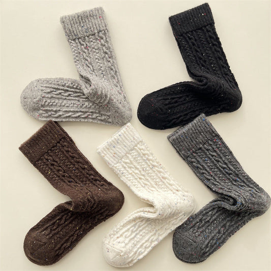 Gohobi Cable Knit Wool Mid-Calf Socks