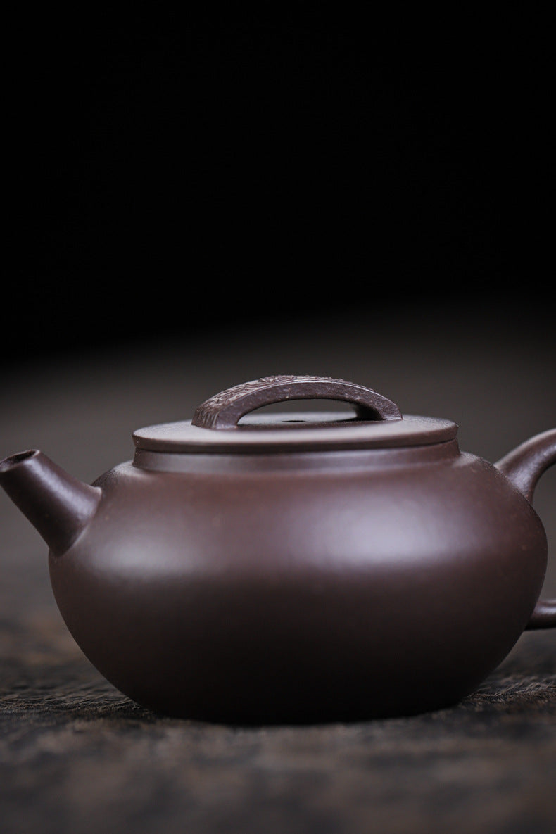 Gohobi Handmade Yixing Purple Zisha Clay Teapot – 120ml Original Ore Tianqing Clay Ruihu (Auspicious Tiger) Style Gongfu Teapot with Built-in Filter