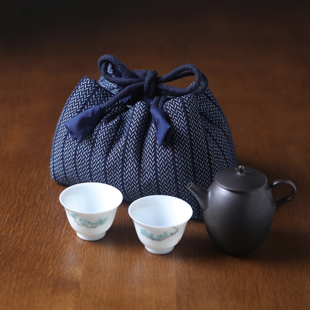 Gohobi Denim Medium Teaware Storage Travel Bag Shifuku