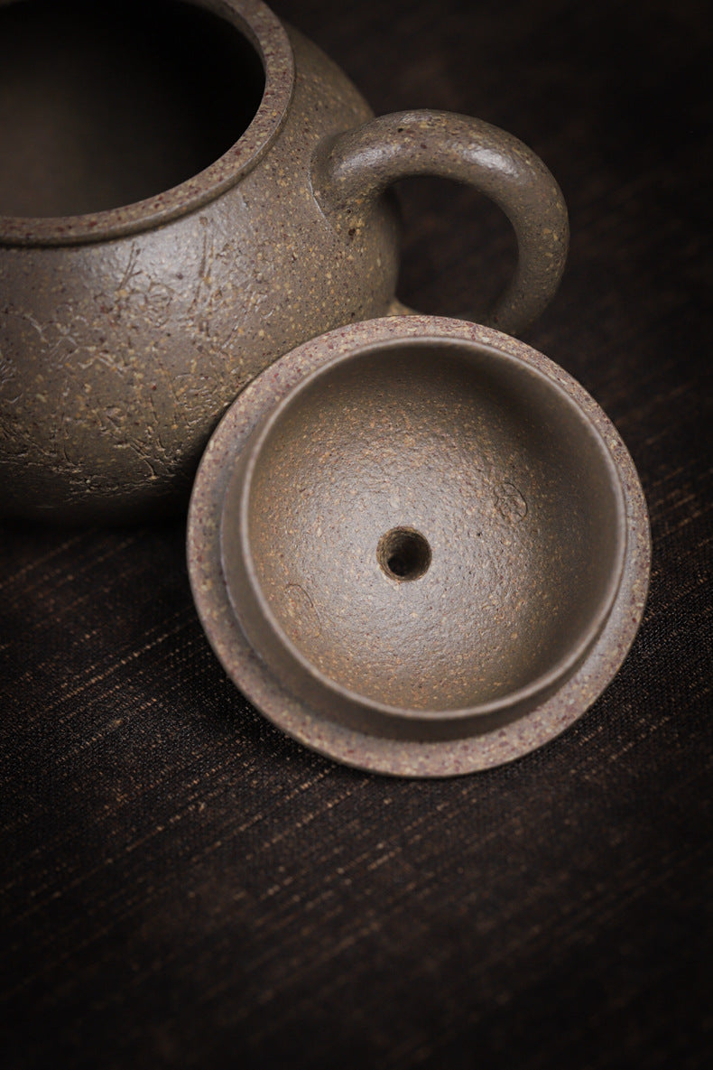 Gohobi Handmade Yixing Zisha Sandy Purple Clay Teapot – 130ml Handmade Original Ore Qing Jiangpo Clay Bala Shui Ping Teapot, Small Gongfu Purple Clay Teaware with Built-in Filter