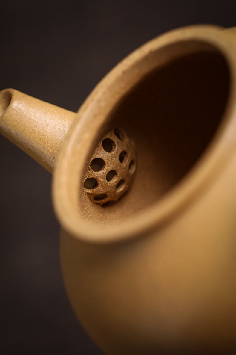 Gohobi Handmade Yixing Yellow Zisha Clay Teapot 120ml – Original Ore Huangjin Duan Clay Bala Shui Ping Teapot for Gongfu Tea Brewing
