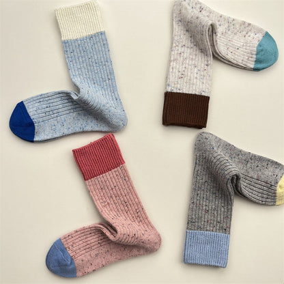 Gohobi Contrast Wool-Blend Thick Knit Socks