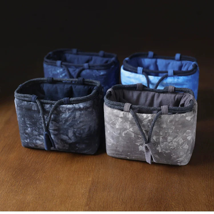 Gohobi Large Dyed Fabric Teaware Storage Travel Bag Shifuku