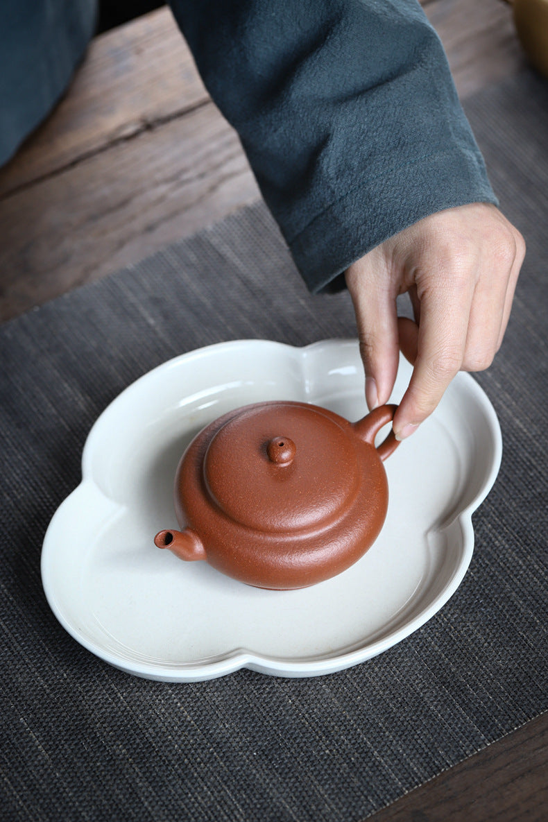 Gohobi Handmade Yixing Original Ore Jiangpo Sandy Purple Clay "Flat Lantern" Teapot – 150ml Thin-Walled Home Brewing Teapot with Built-in Filter