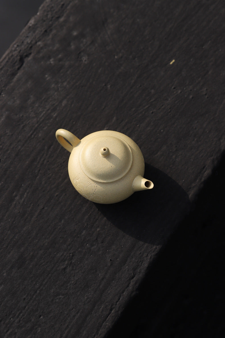 Gohobi Handmade Yixing Green Zisha Clay Xiaoping Teapot – 100ml Original Ore Benlu Caly with Inner Filter, Semi-Handmade Thin-Walled Gongfu Teapot