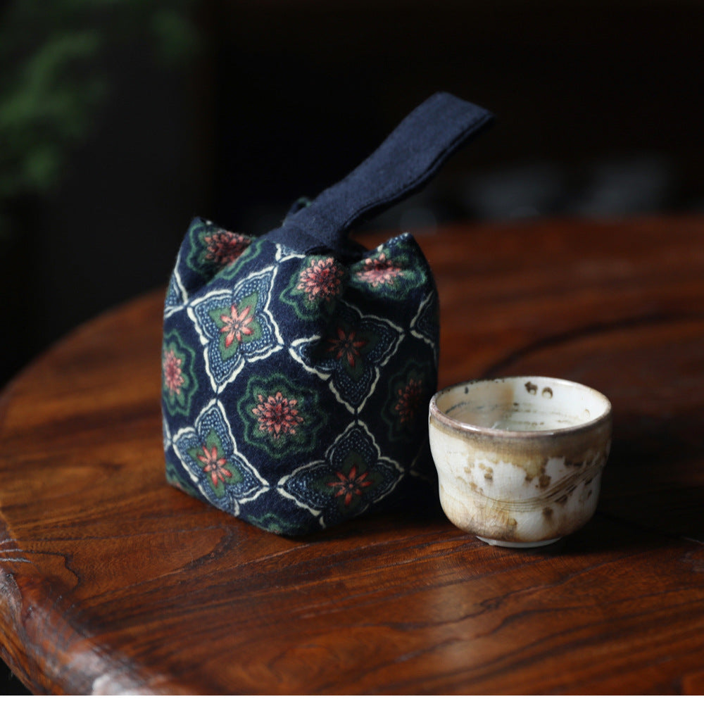Gohobi Floral Old Pattern Teaware Storage Travel Bag Shifuku