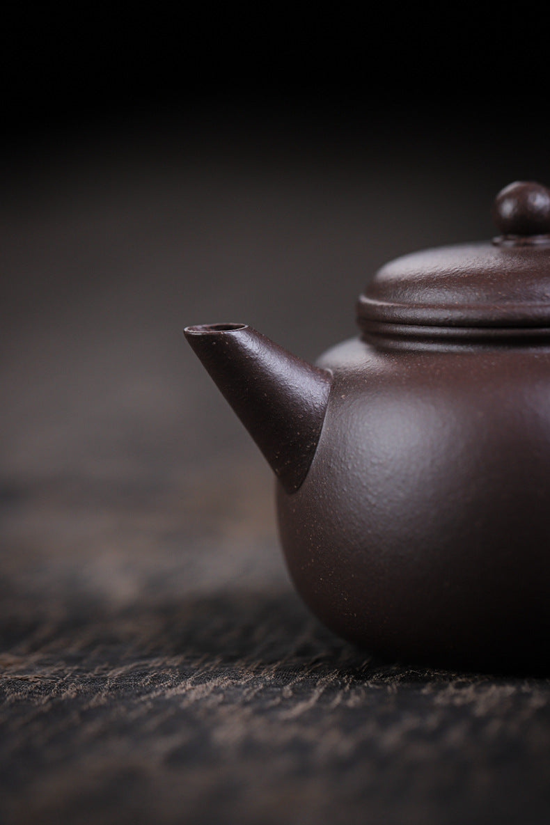 Gohobi Handmade Yixing Celadon Zisha Clay Teapot – 110ml Handmade Tianqing Paozun Shui Ping Teapot, Thin Body with Built-in Filter, Original Ore Purple Clay Teaware
