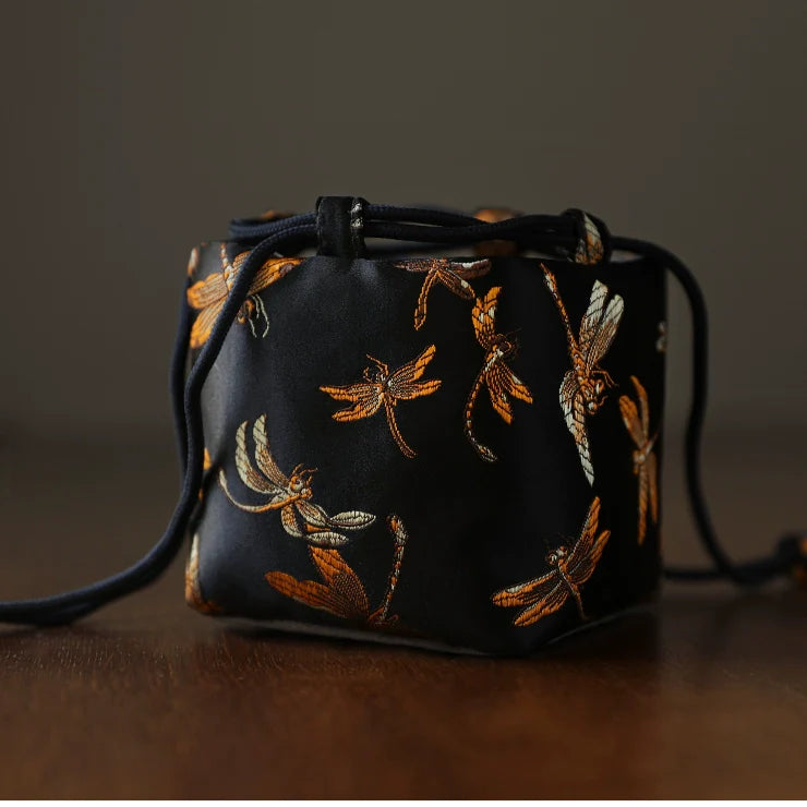 Gohobi Colourful Brocade Teaware Storage Travel Bag Shifuku