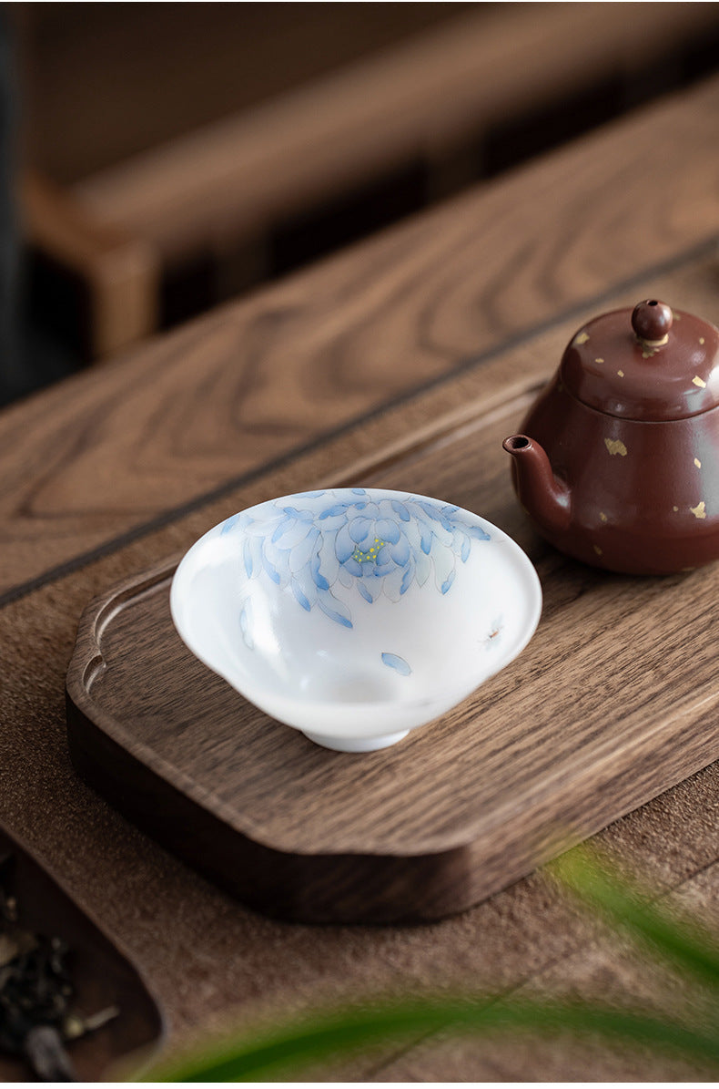 Gohobi Hand-painted Jade White Lotus Porcelain Tea Cup