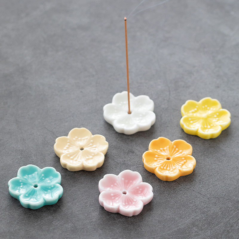 Gohobi Handmade Ceramic Flower Ornament Incense Holder
