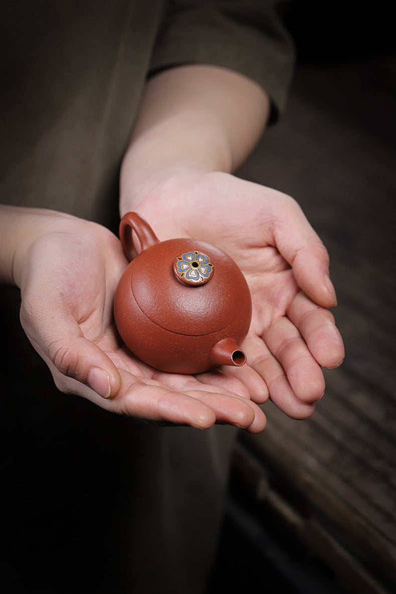 Gohobi Handmade Yixing Zisha Sandy Purple Clay Teapot – 90ml Handmade Original Ore Jiangpo Clay Bowl-Shaped Teapot, Thin Body with Built-in Filter, Gongfu Small Teaware