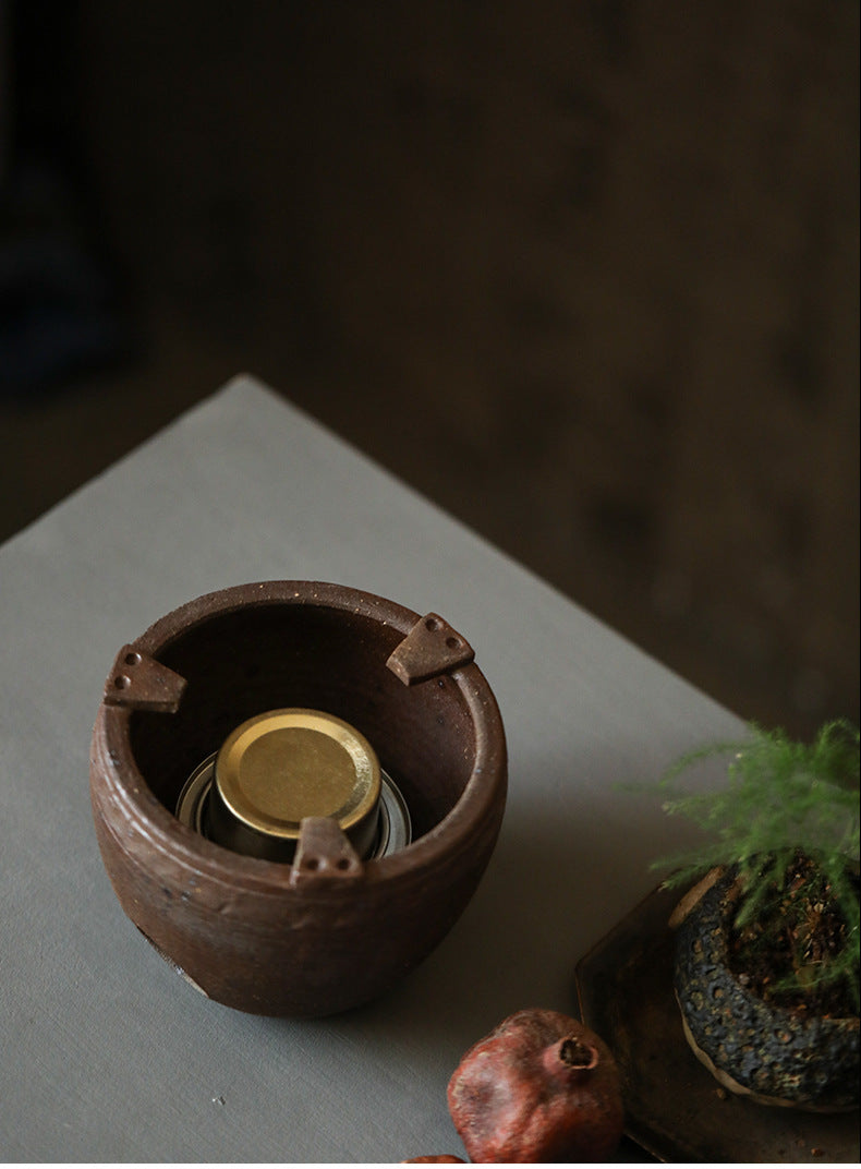 Gohobi Ceramic Alcohol Lamp Tea Stove – Handmade Old Rock Clay Tea Warmer