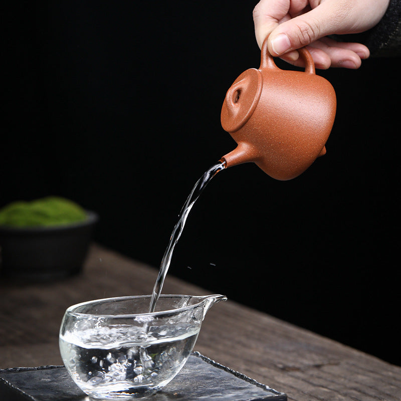 Gohobi Handmade Yixing Zisha Sandy Purple Clay Teapot 150ml – Original Ore Golden Jiangpo Clay Gaoshi Piao Teapot, Lightweight Body for Gongfu Tea Brewing