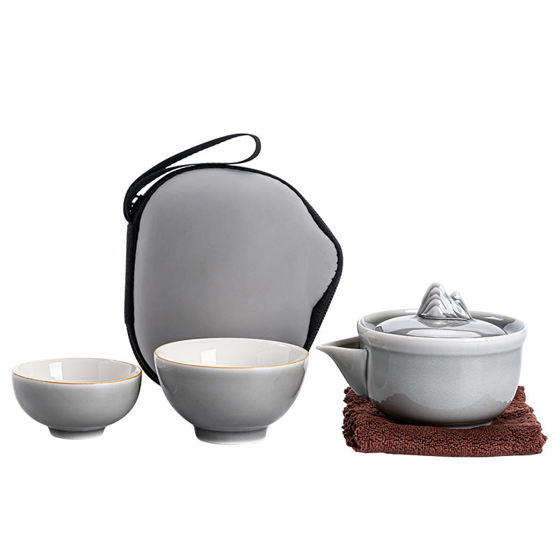Gohobi Japanese Style Ice Grey Gaiwan Travel Tea Set 004