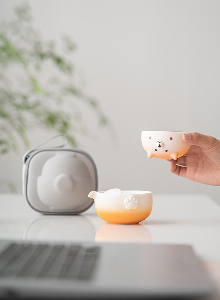 Gohobi Shiba Inu Teapot and Tea Cup Set Travel Tea Set