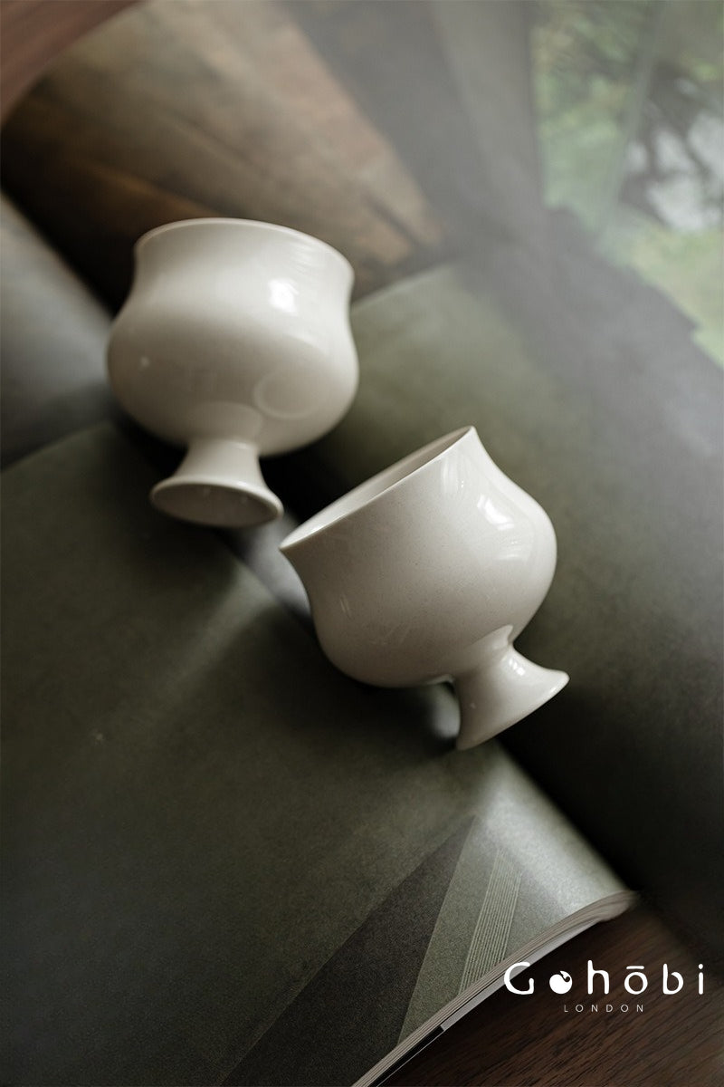 Gohobi Wood Ash Glaze High Foot Teacup – Song Style Bergamot Gongfu Master Cup
