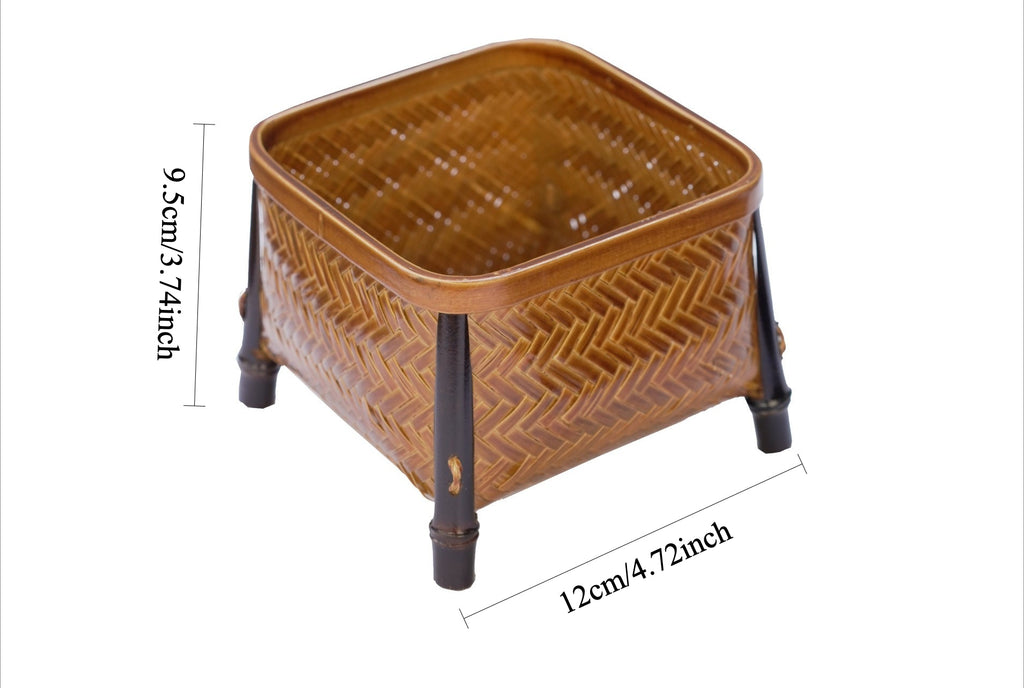 Gohobi Bamboo Woven Storage Basket – Lacquered Chinese Style Tea Accessory Basket