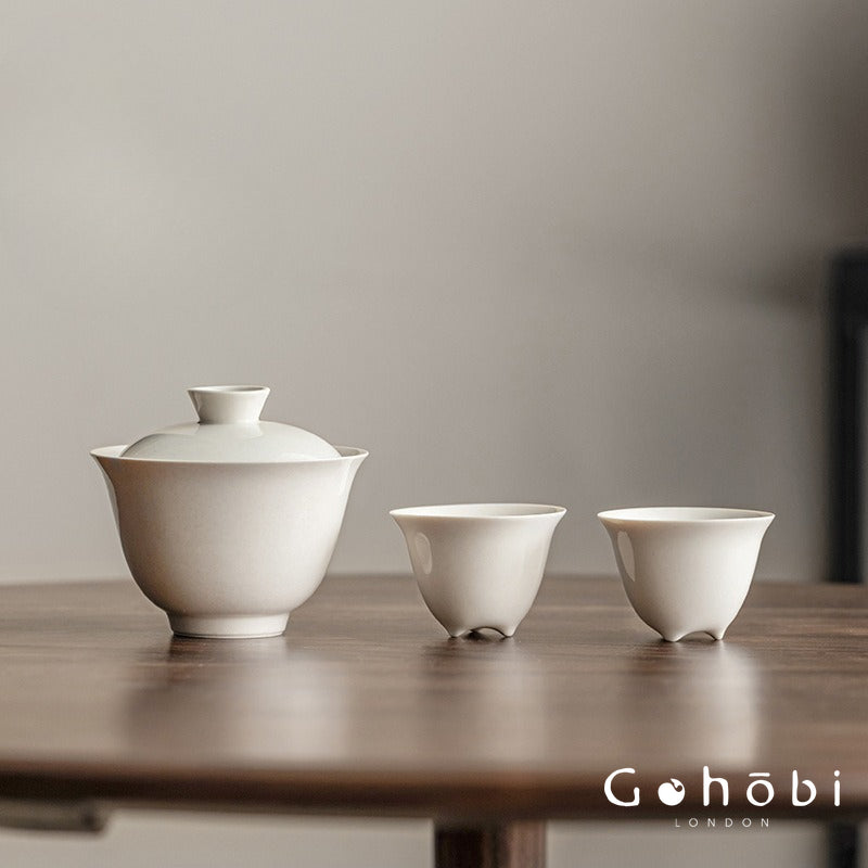 Gohobi Wood Ash Glaze Three-Legged Teacup – Handmade Song Style Gongfu Master Cup